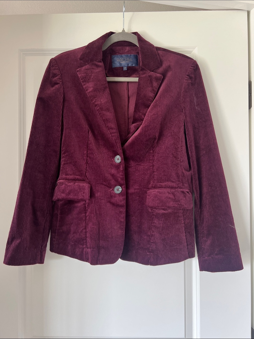 Rachel Burgundy Corduroy Two-Button Blazer
